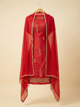 Red Nalki Worked Glass Organza Suit