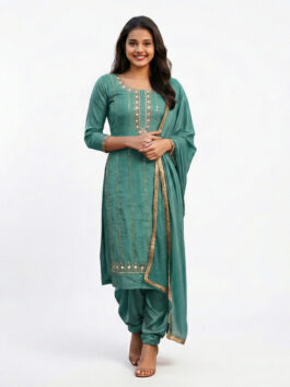 Glass Organza Suit with sarvosaki work